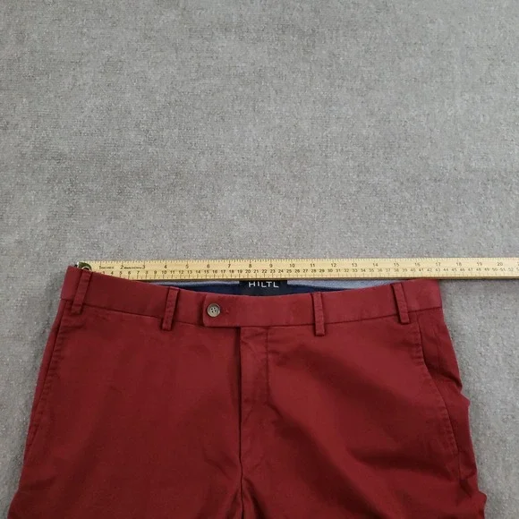 HILTL Pants Mens 36x32 (Fits 34x32) Red‎ Parma Contemporary Fit Stretch Chino